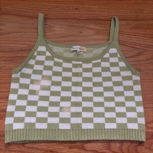 Hazel moon checkered green and white crop top